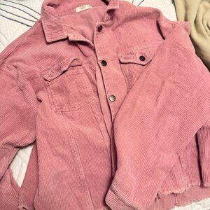EE: Some Anthropologie Brand Pink Corduroy Jacket Size Large Like New